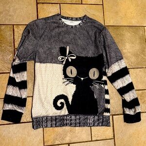 Printed Halloween cat crewneck 🎃 🐈‍⬛ ✨never worn✨